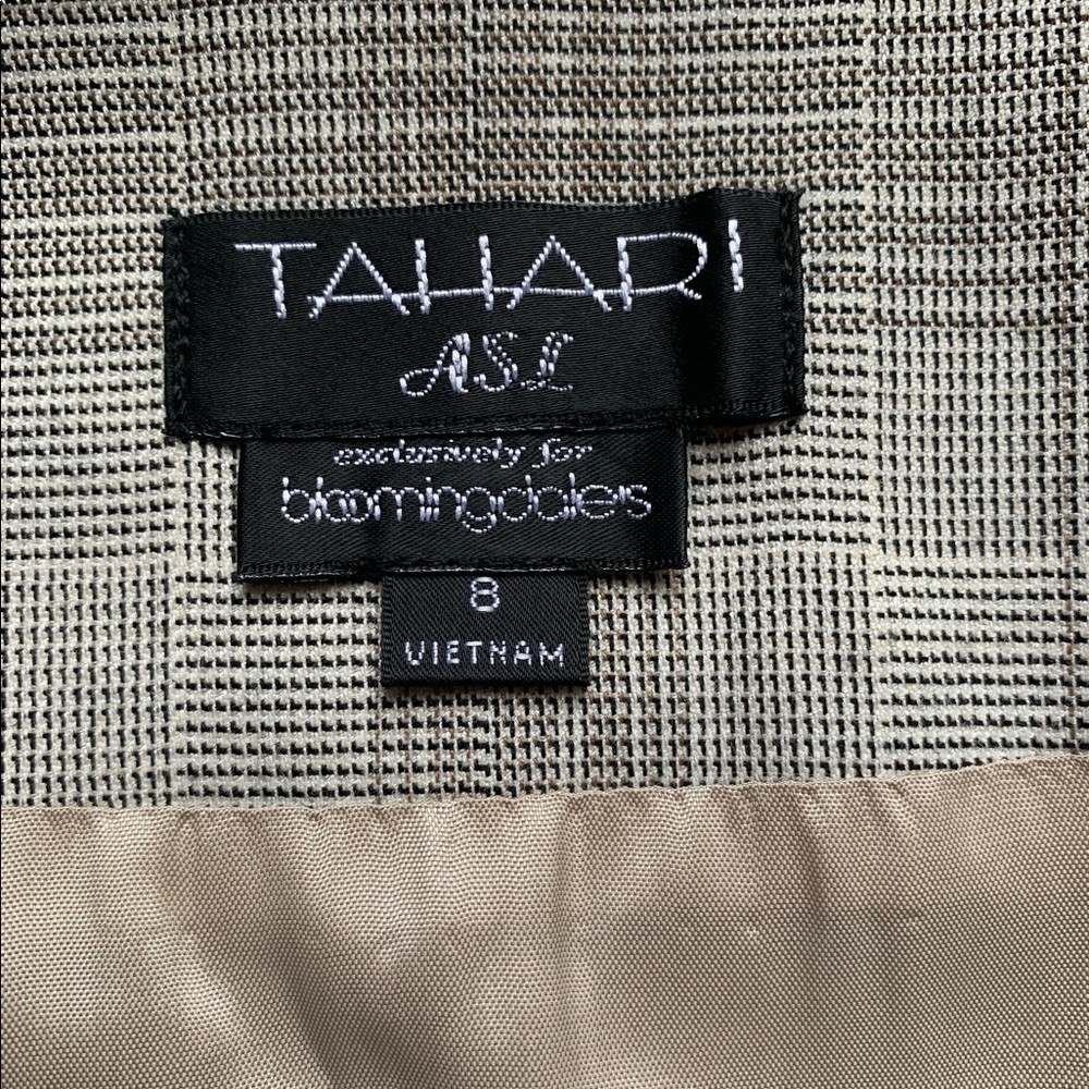 Tahari ASL Career Skirt Lined Glen Plaid Ivory Birchwood Size 8 $118 NWT - Picture 4 of 5